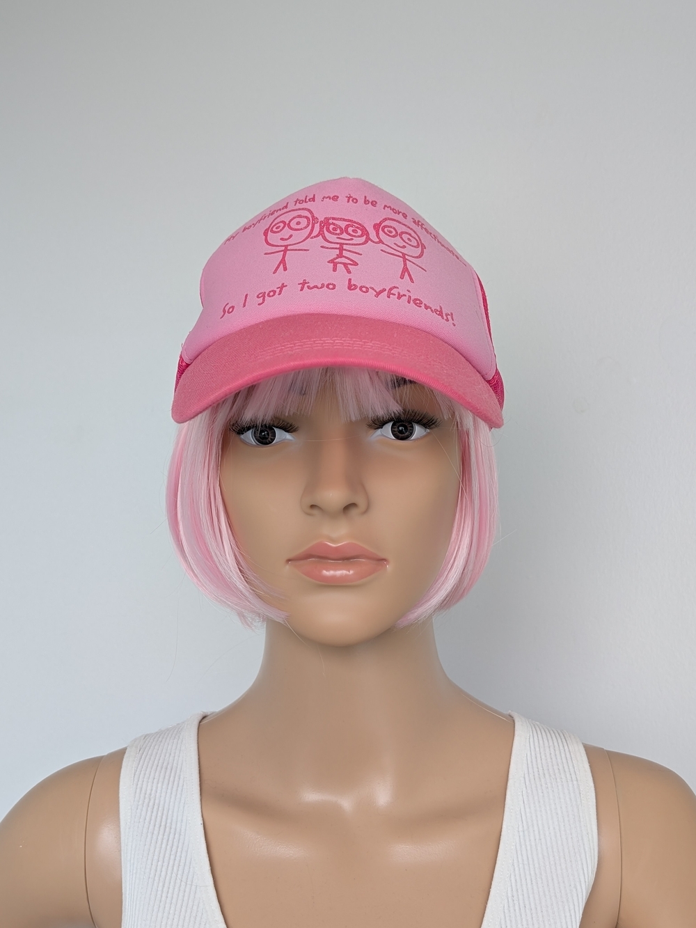 Vintage Pink Graphic Trucker Hat - Women Accessories